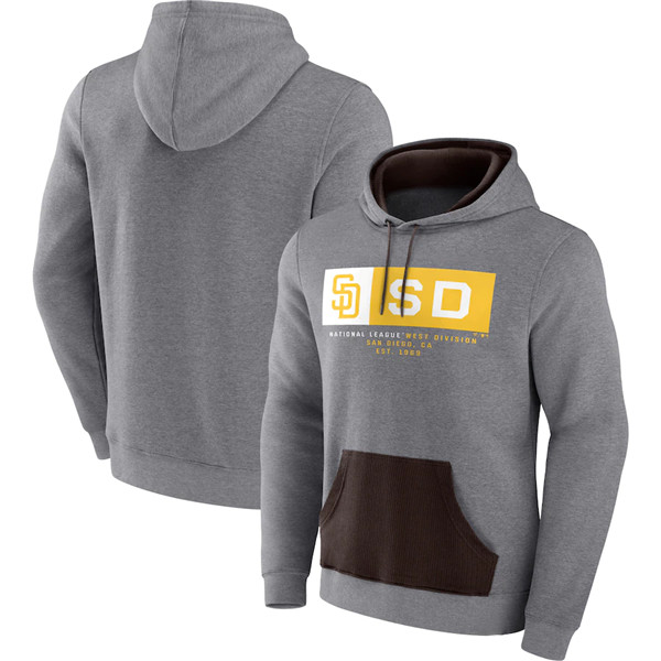 Men's San Diego Padres Heathered Gray Iconic Steppin Up Fleece Pullover Hoodie
